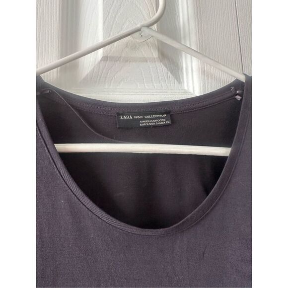 ZARA Oversized Tee with Faux Leather Shoulder Details Small - Picture 4 of 6